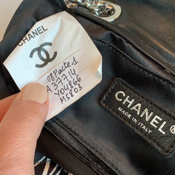 CHANEL RARE Kaleidoscope Abstract Quilted Black White Silk Bag Bijoux Silver 🖤 - Picture 8 of 16